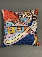 Colored Cat Abstract Art Nordic Premium Throw Pillow 18  Cushion Cover w/ Insert