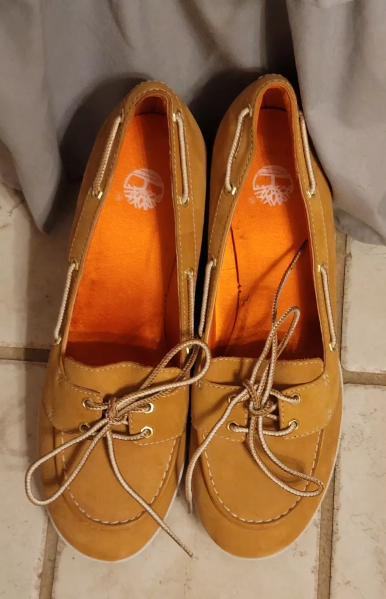 Womens Brown Leather TIMBERLAND Platform Wedge Lace up Shoes Size 7M