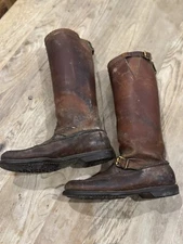 VINTAGE GOKEY BOTTE SAUVAGE SNAKE PROOF HUNTING BOOTS  SIZE 9 LEATHER 16” TALL