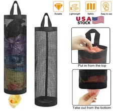 2× Grocery Plastic Garbage Bag Holder Dispenser Hanging Mesh Trash Organizer USA