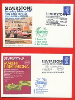 2 COVERS SILVERSTONE MARTINI INTERNATIONAL & TROPHY MEETING 1971