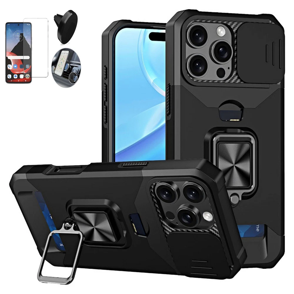 Slim iPhone 16 Pro 6.3 Case with Card Slot & Camera Protection