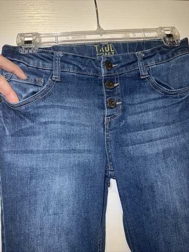 True Craft Girls Soft Jean Jeggings Size 12 Ombre Leg Wash Buttonfly Stretch - Picture 4 of 11