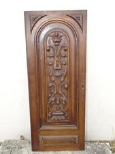 JOLIE ANCIENNE PORTE NOYER HENRI II DECOR AU PANIER DE FLEURS en EPAISSEUR déco