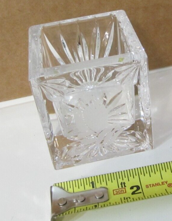 Waterford Crystal Votive Candle Holder PRAYING HANDS clear glass square