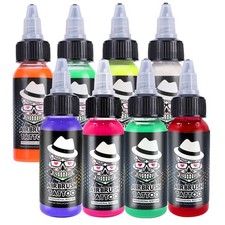 OPHIR 8x Temporary Tattoo Fluorescent Ink Pigment Set f Airbrush Kit Spray Tools