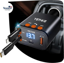 Bluetooth Car Adapter with Retractable Charger, FM Transmitter Bluetooth 5.4 for