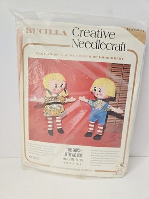 Vintage Bucilla Craft Kit Betty Bob hug me toys 17'' needlecraft