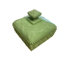 Vintage Westmoreland Paneled Grape Jade Milk Glass Candy Dish Trinket Box