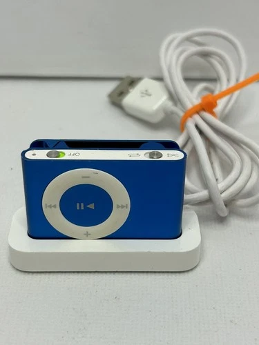 Apple iPod Shuffle 2nd Generation Blue Model A1204 1GB w/ Charging Dock