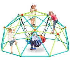 10 ft Climbing Dome Swing Set Jungle Gym Monkey Bar w/ Saucer Swing Outdoor Fun