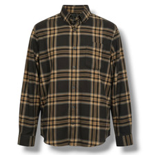 Express Men  s Brown  Black Plaid Button-Down Shirt   Size Large