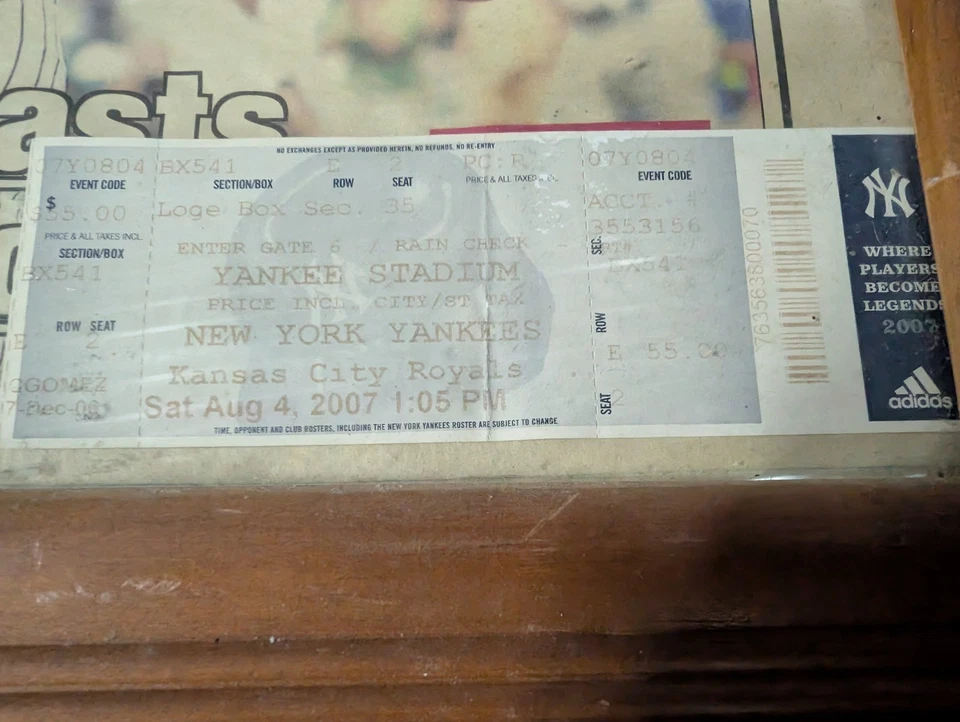 Билет на игру MLB New York Yankees Алекс Родригес 500-й домашний забег и почта Нью-Йорка в рамке - Изображение 3 из 4