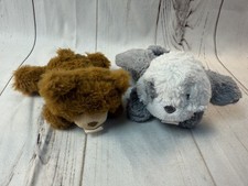 RazBaby RazBuddy Raz Baby Plush Gray Dog  Brown Bear Pacifier Holders Soothers