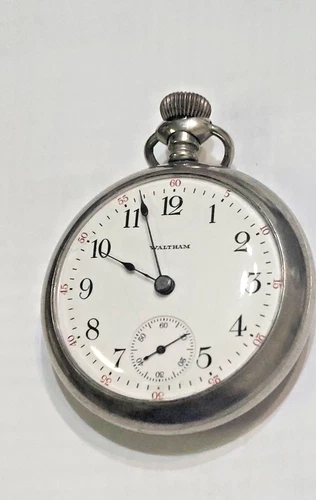 Antique 1891 Waltham Pocket Watch 18 size 7 jewels -- RUNS