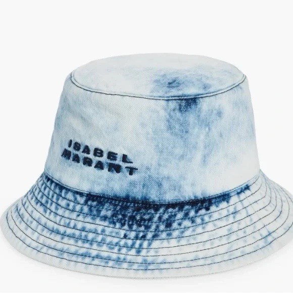 Isabel Marant Giorgia Embroidered Acid Wash Denim Bucket Hat  display picture 2