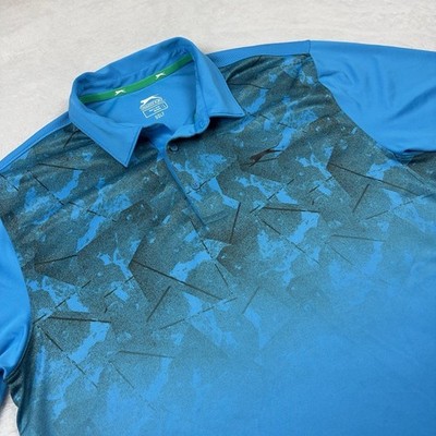 Slazenger Polo Shirt Mens L Blue Polyester Spandex Golf Performance Breathable