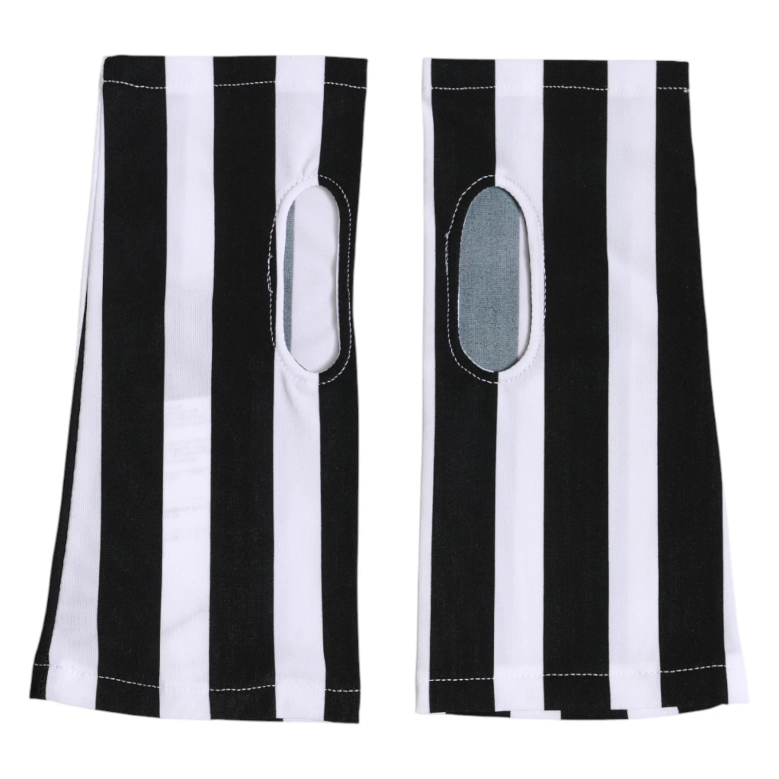 DOLCE & GABBANA Gloves Black White Nylon Fingerless Wrist Length s. 7 / S 420usd
