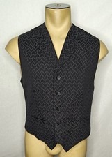 Vtg Mens Wah Maker Frontier Clothing black gray chevron vest waistcoat Medium
