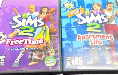 THE SIMS 2  Free Time  &  Apartment Life  Expansion Packs, Complete PC CD-ROM