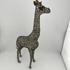 Mid Century Giraffe Sculpture in Reticulate 15.25” Bronze Black