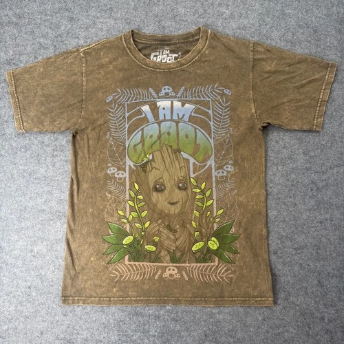 MARVEL T-Shirt S Washed Green Groot Guardians of the Galaxy Graphic Unisex video thumbnail
