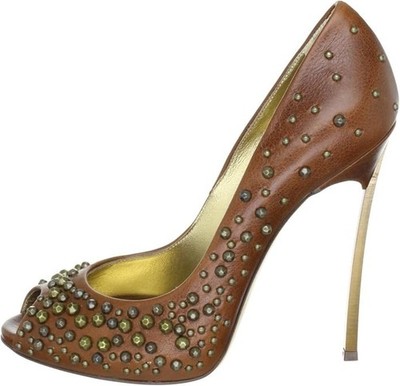 Casadei Blade HighHeel Peeptoe mit Nieten allover in sportiven leder US 7.5