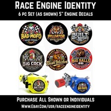 6 Best Sellers - Racing Engine Decals - 5 Go Kart Mini