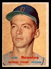 1957 TOPPS #338 JIM BUNNING TIGERS EX-MT OC SET BREAK 547898 (KYCARDS)