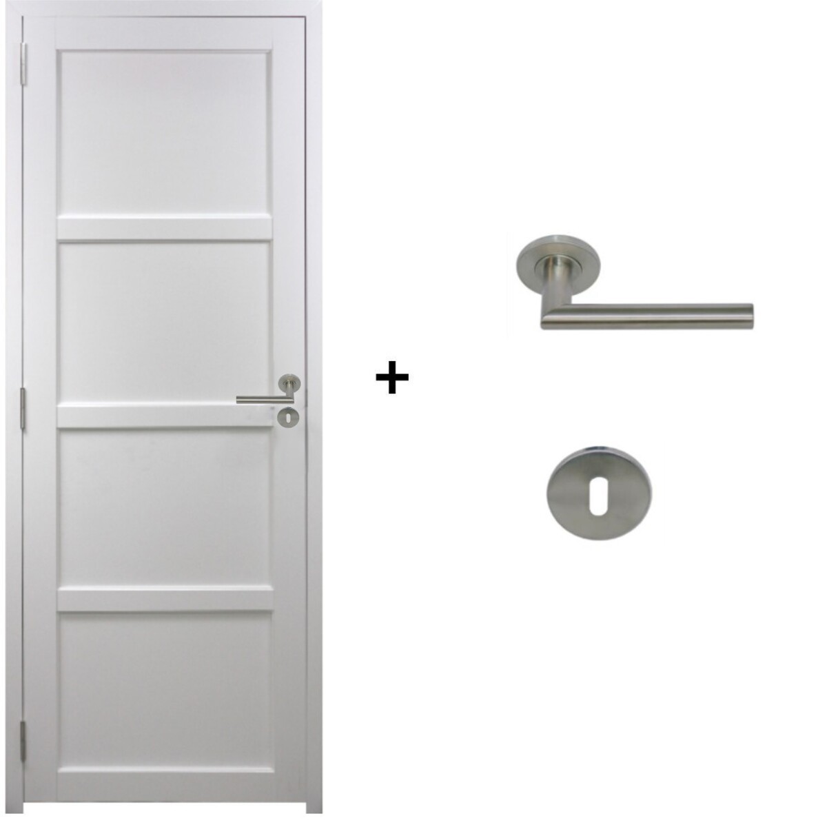 Bloc porte Tamera blanc 204x73 cm poussant droit bloc-porte intérieur avec poignée