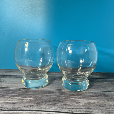 Set of  2 Clear Glass Footed Brandy Cognac Whiskey Tumblers 12oz 4.5 Barware
