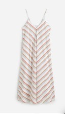 Madewell Striped 100%  Linen V-Neck Midi Dress Medium NWT* 06$