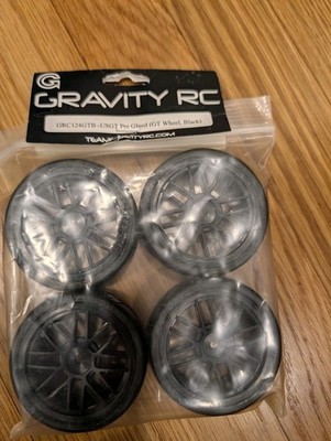 Gravity RC USGT Pre-Mounted GT Rubber Tires w/GT Wheel (Black) (4) [GRC124GTB]
