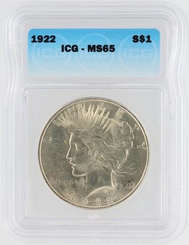 1922 Peace Silver Dollar ICG MS65 S$1 Philadelphia Minted No Reserve