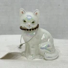 Vtg ‘92 Fenton Iridescent February Calendar Cat Figurine Cat Lovers Signed