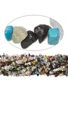 50 Pieces Assorted Natural  Manmade 4mm - 7mm Gemstone Chip Beads with Hole