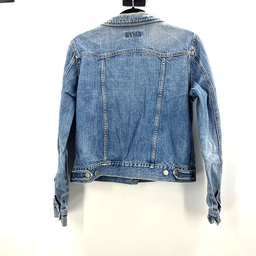 Zena Jeans Medium Wash Short Jean Jacket Long Sleeve Button Front Vintage Small - Picture 2 of 5