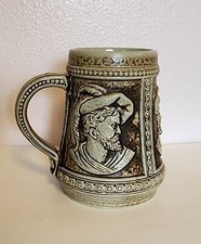 Gerz German Beer Stein Historical Portraits West Germany Tan Brown 
