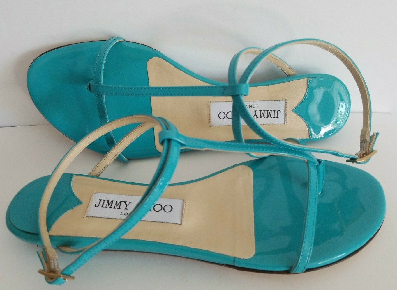 Jimmy Choo FIONA INCREÍBLE Sandalias Gladiador Patente Turquesa EU 35 ME ENCANTAN ZAPATOS