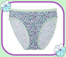 M L XL XXL Mint Purple Floral Cotton Victorias Secret High Leg Waist Brief Panty