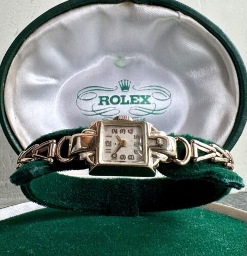 VINTAGE ROLEX PRECISION TANK STYLE 9K SOLID GOLD LADIES WRISTWATCH CIR:1960’s