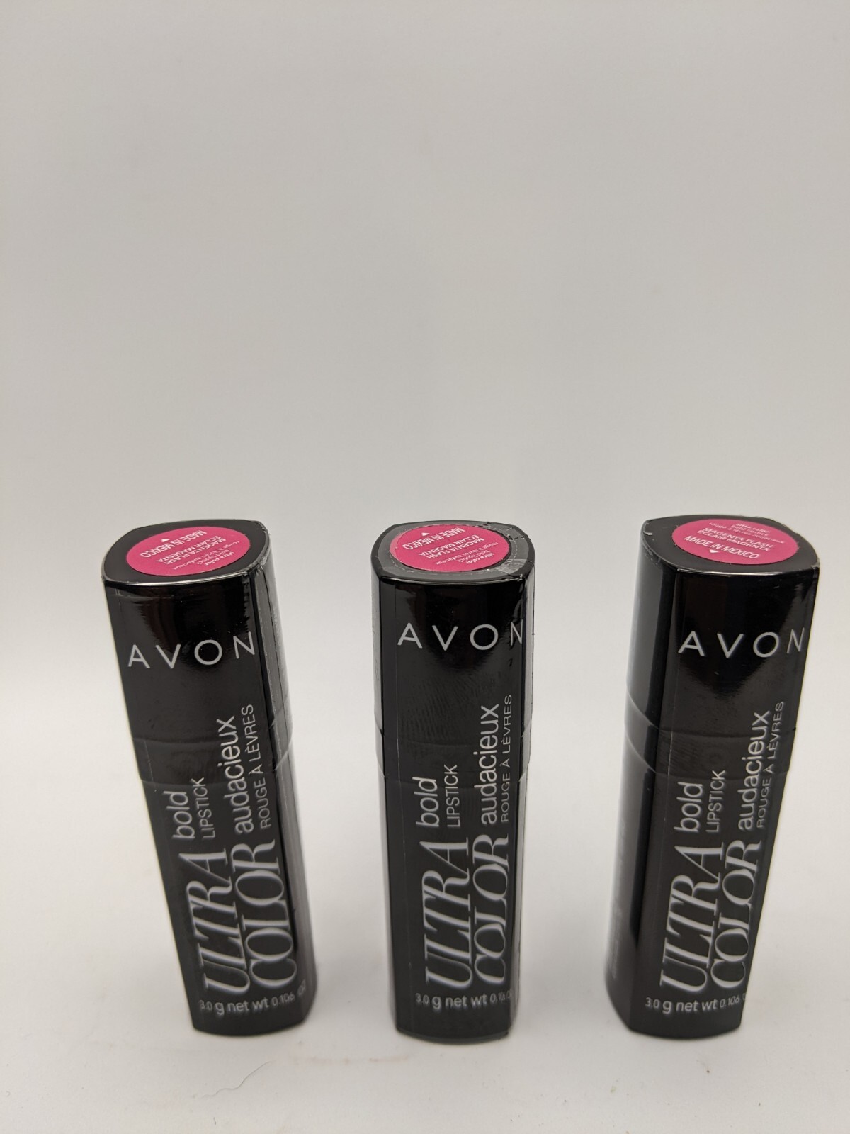 Lot of 3 Avon Ultra Color Bold Lipstick Magenta Flash  factory sealed 