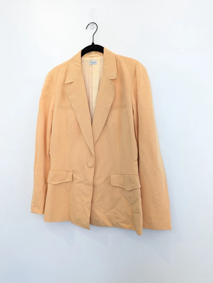 Blazer Paul Smith Mujer Talla 42/6 Amarillo Lino Seda Vintage Oficina Trabajo Abrigo Foto 2 de 4