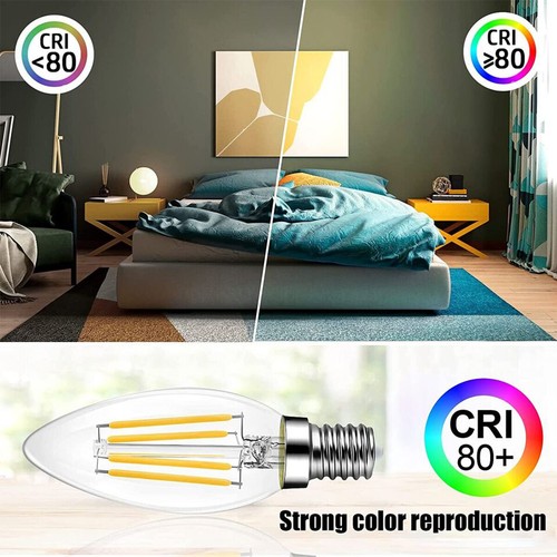 6 Pack E14 LED Bulbs Dimmable 2700K Warm Light 4W C35 LED Candle Bulbs 40 Watt - Picture 9 of 27