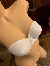 Vintage Strapless Bra White Underwire Seamless Nylon Lycra Spandex 1970s NEW 34A