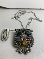 vintage sajai metal coin purse set with semi precious stones