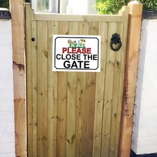 Please close the gate cartoon garden with bee sign plaque 267mm x 200mm 120H1