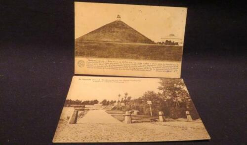 Lion's Mound Waterloo 1937 & Tomb of Emile Verhaeren 1935 Postcards - Afbeelding 1 van 1