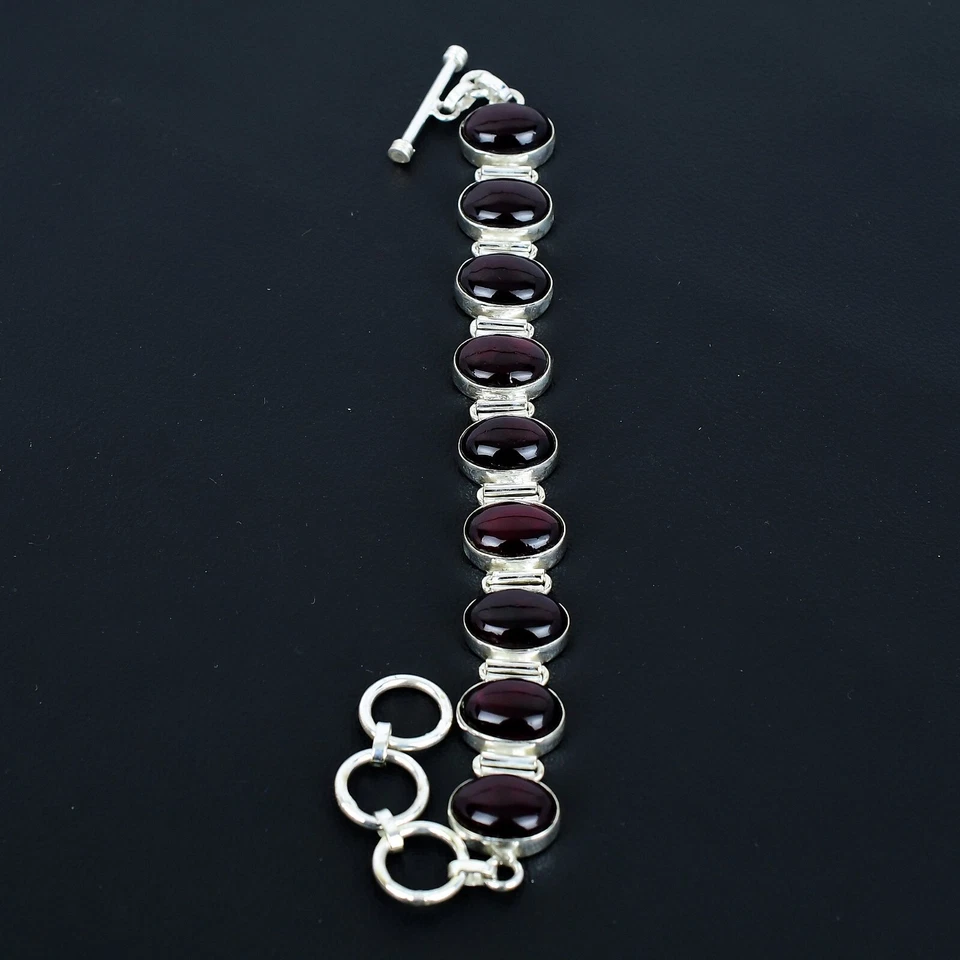 Rosso Flash Labradorite Bracciale 925 Argento Sterling Fatto a Mano - Immagine 2 di 4