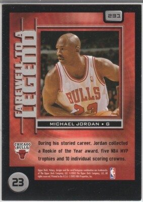 MICHAEL JORDAN Farewell To A Legend Upper Deck Victory Basketball